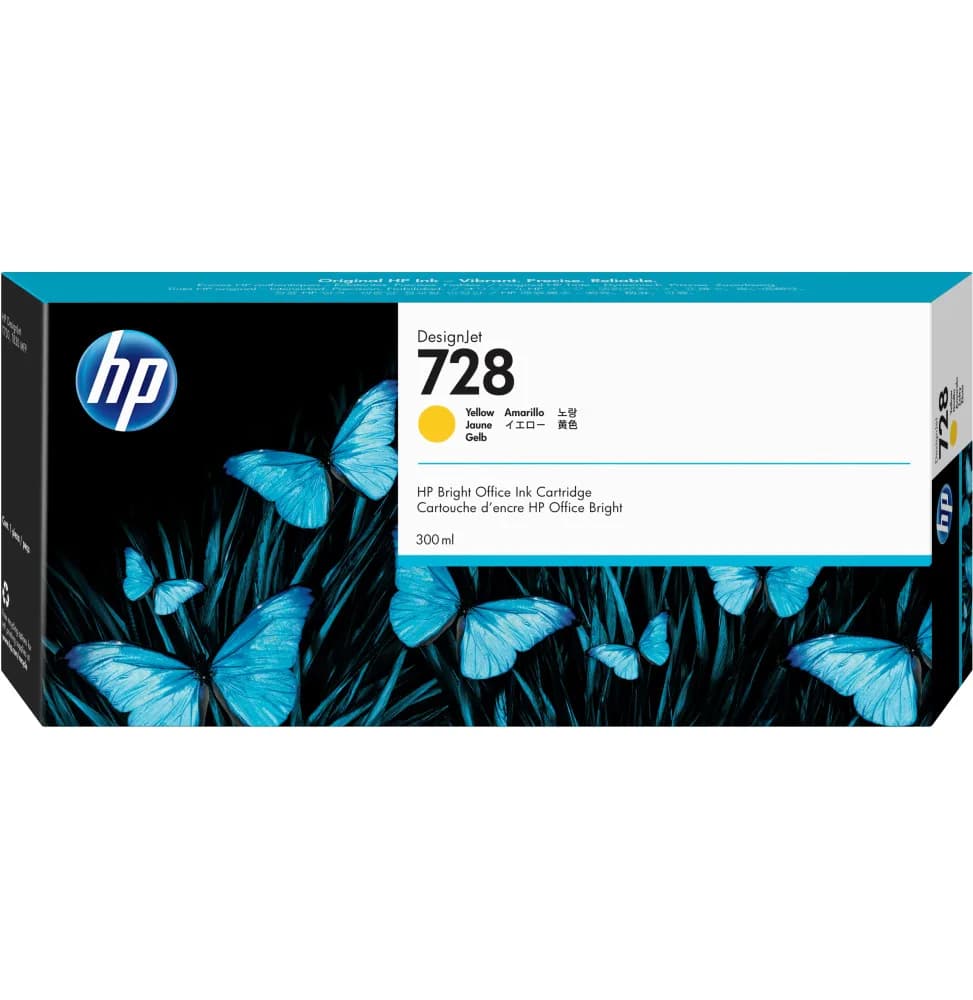 HP 728 Jaune - Cartouche d'encre HP d'origine (F9K15A)