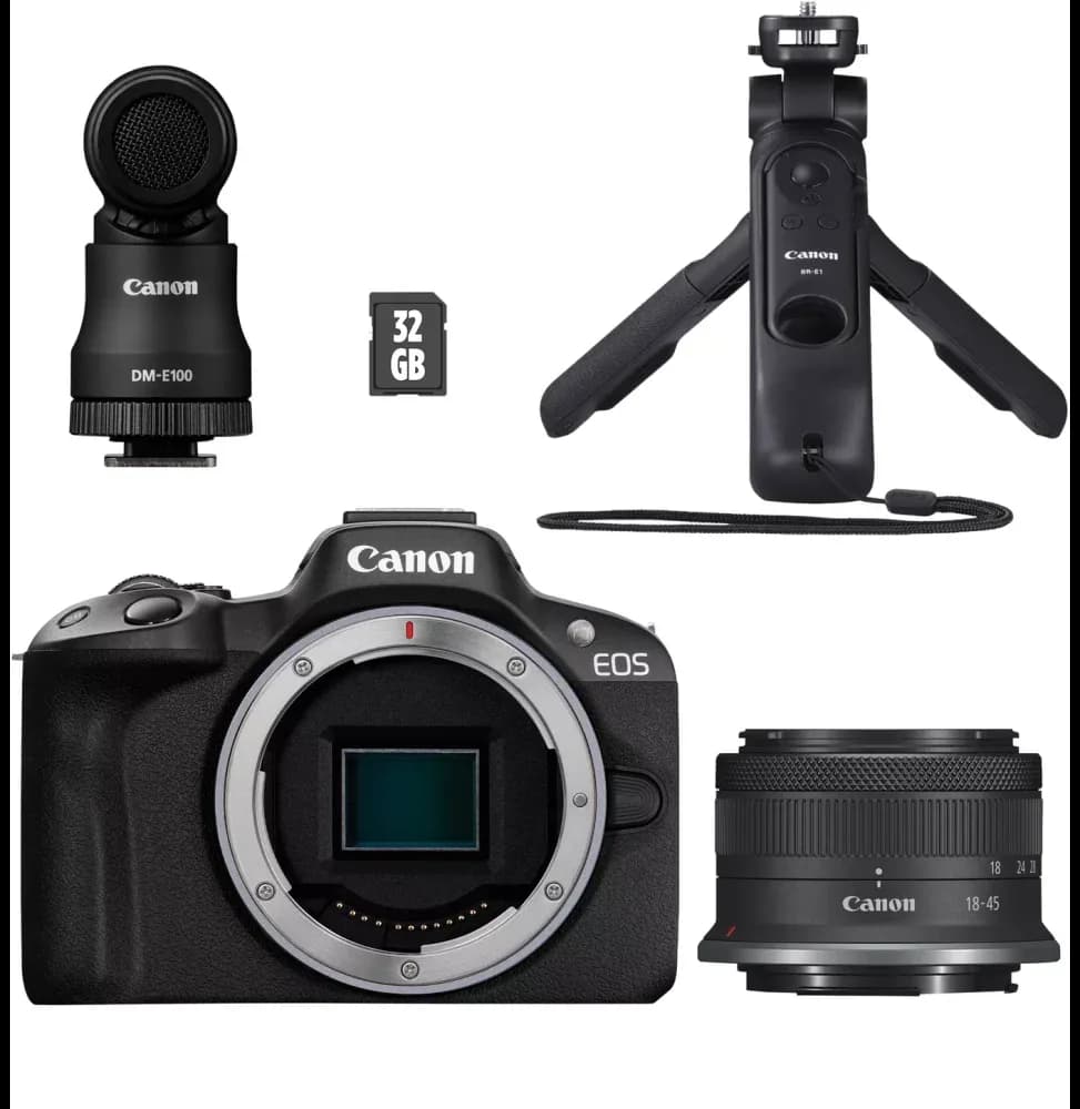 Appareil photo hybride Canon EOS R50 + objectif RF-S 18-45mm F4.5-6.3 IS STM - Kit pour vlogueur (5811C035AA)