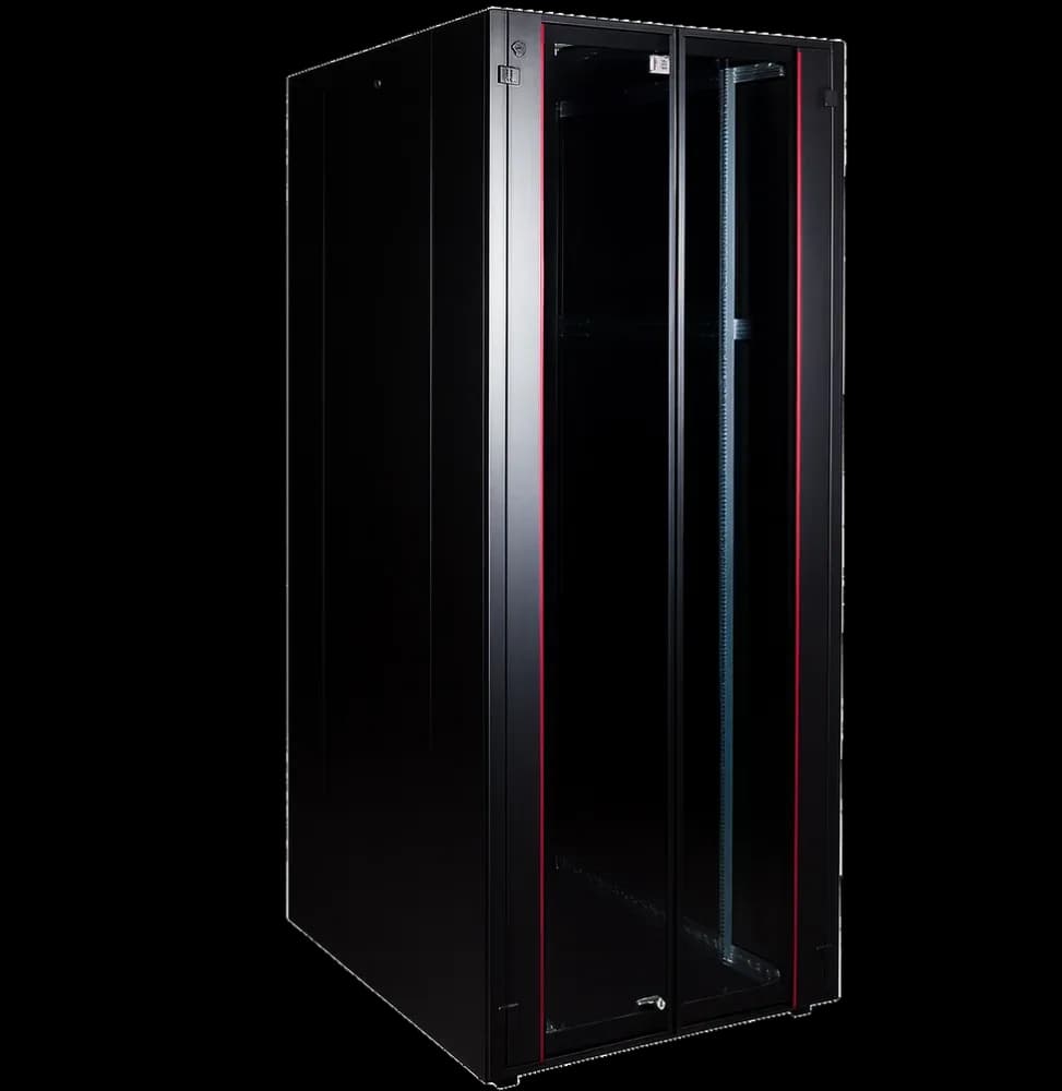 Armoire rack Lande HYPERline 42U 19" 800×1000 mm – porte avant verre double battant (LN-HL42U8010-BL-B)