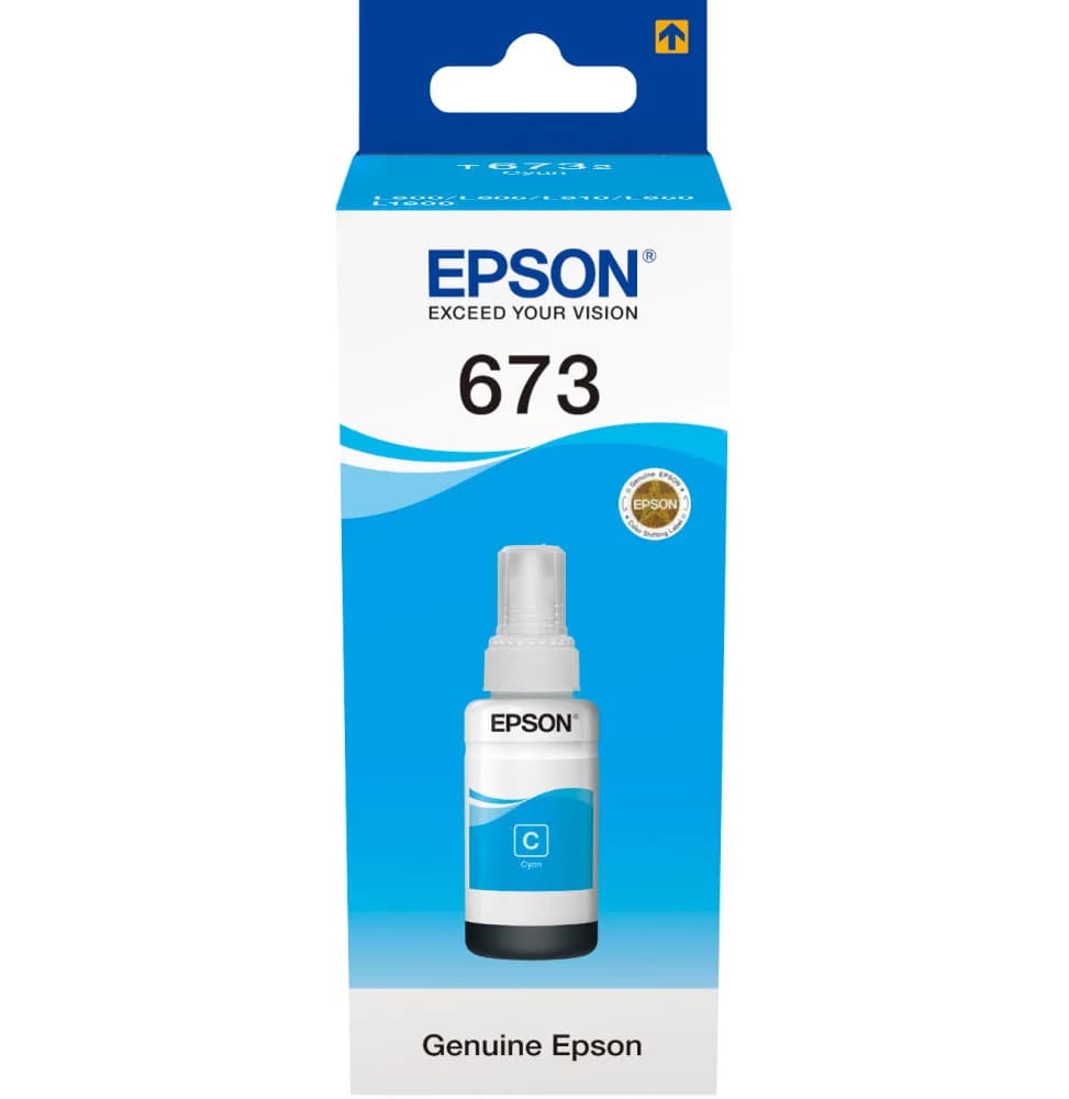 Epson 673 C (T6732) Cyan - Bouteille d'encre Epson d'origine (C13T67324A)