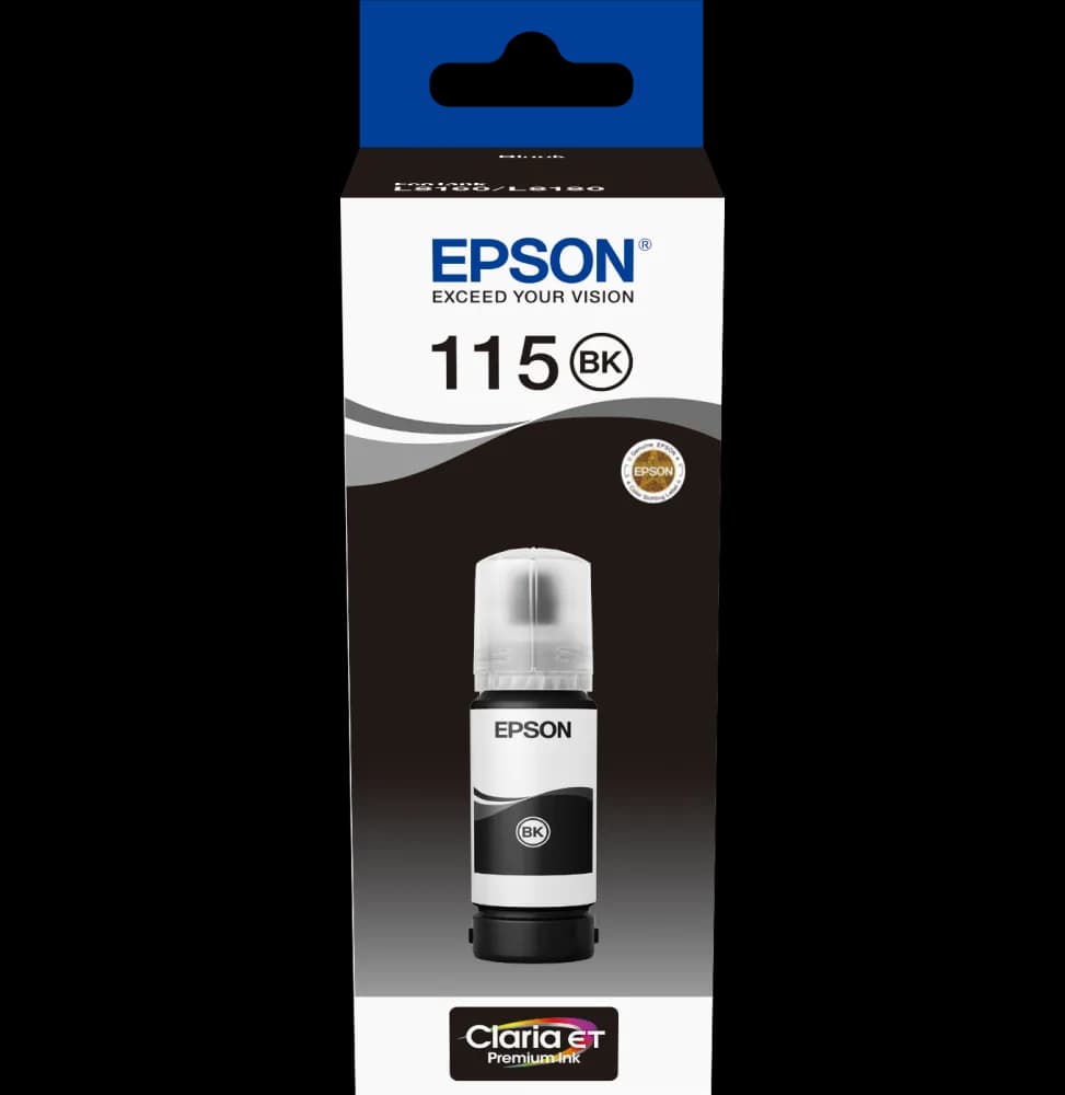 Epson 115 Noir - Bouteille d'encre Epson EcoTank d'origine (C13T07C14A)