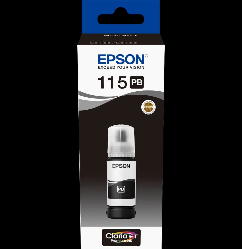 Epson 115 Photo Noir - Bouteille d'encre Epson EcoTank d'origine (C13T07D14A)
