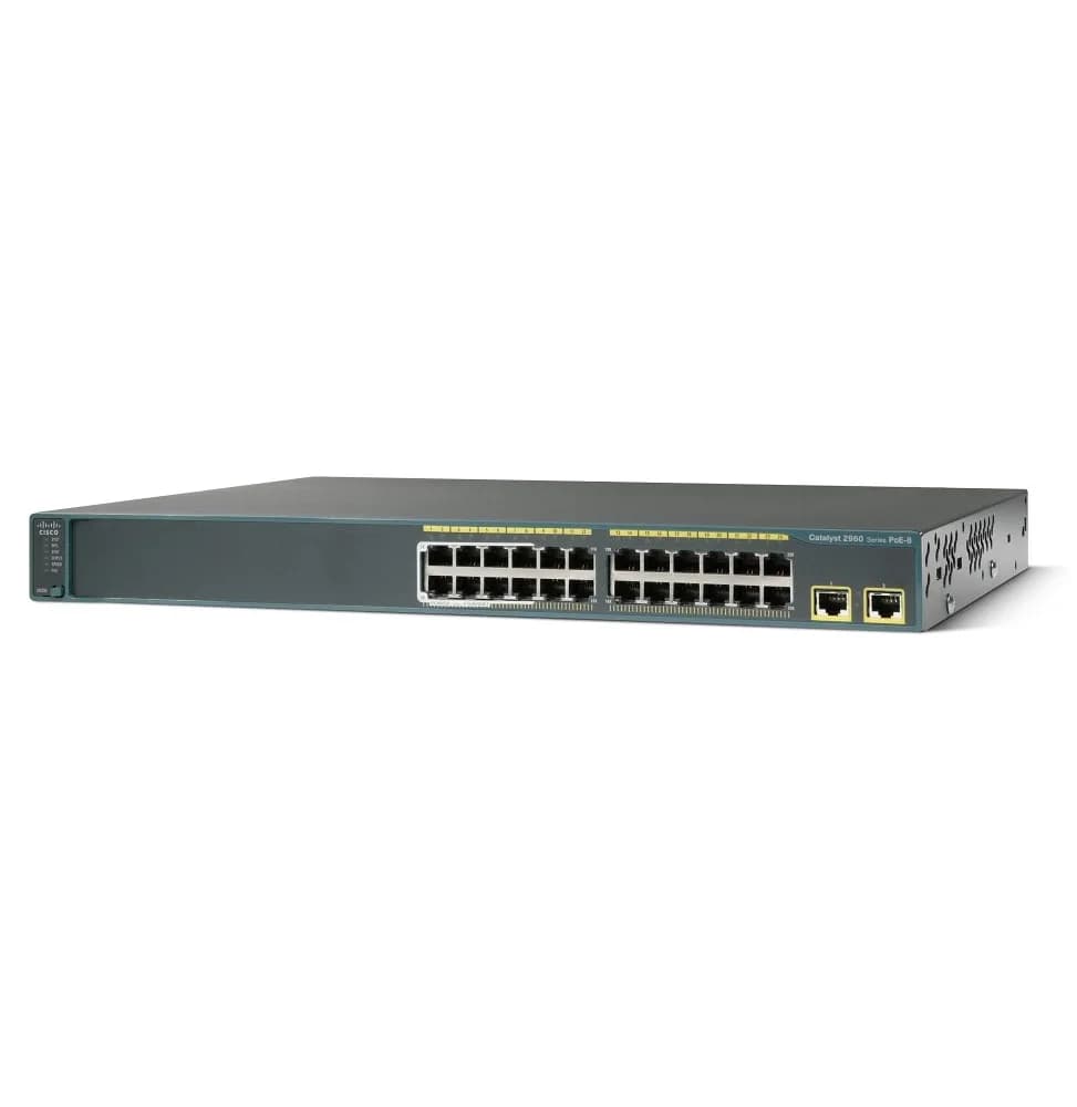 Switch administrable Cisco Catalyst 2960-24LT-L - 24 ports 10/100 dont 8 PoE + 2 ports Gigabit 10/100/1000 + LAN Base Image